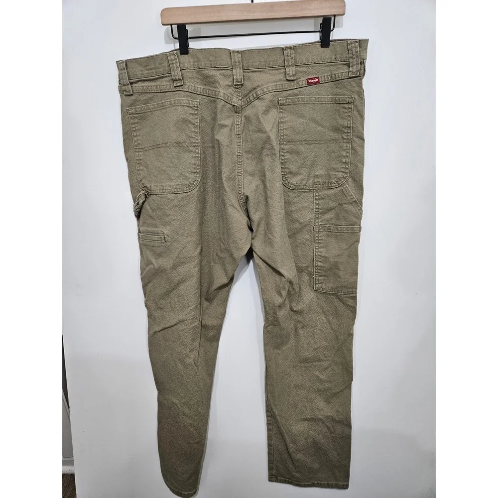 Wrangler Mens Carpenter Pants Khaki Tan Canvas Workwear 1094LXWCK 38x32
